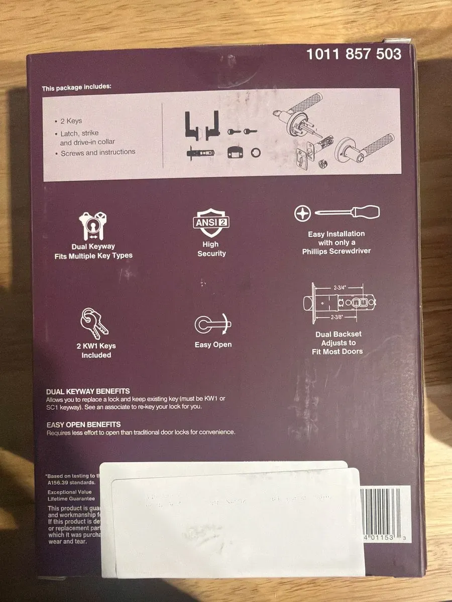 Home Decorators Collection Woodcliff Satin Nickel Keyed Entry Door Handle Featuring Dual  - image 2