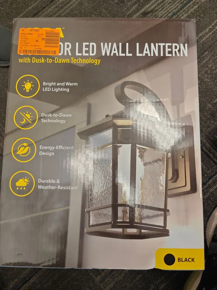 KODA Williams 15.5 in. 1-Light Black LED Outdoor Wall Light Coach Sconce with Hammered Glass Dusk to Dawn (Bulb Included) - image 2