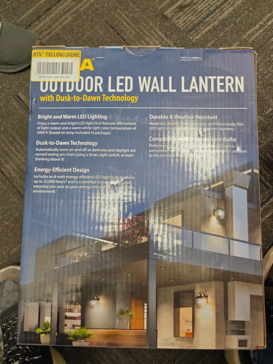 KODA Williams 15.5 in. 1-Light Black LED Outdoor Wall Light Coach Sconce with Hammered Glass Dusk to Dawn (Bulb Included) - image 3