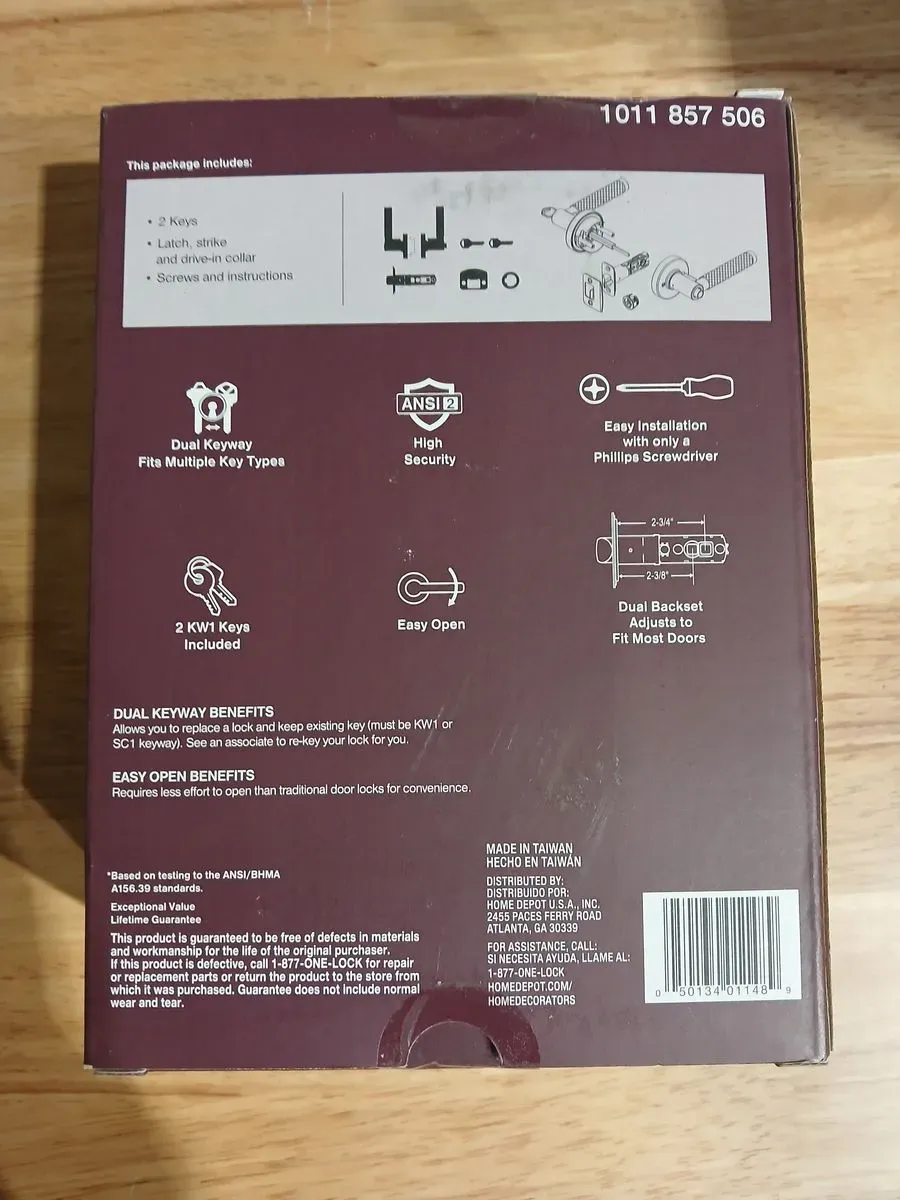 Home Decorators Collection Woodcliff Matte Black Keyed Entry Door Handle Featuring Dual Keyway - image 3