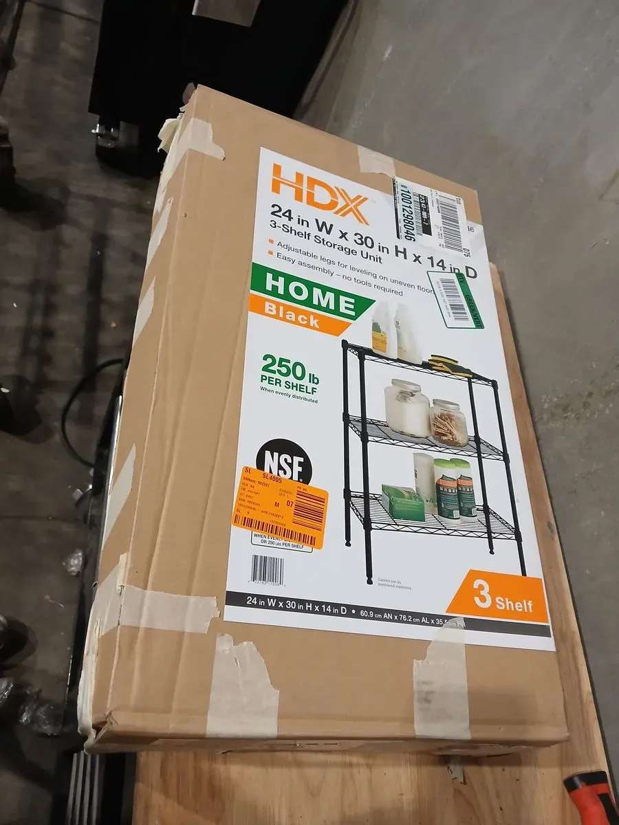 HDX 3-Tier Steel Wire Shelving Unit in Black (24 in. W x 30 in. H x 14 in. D) - image 4