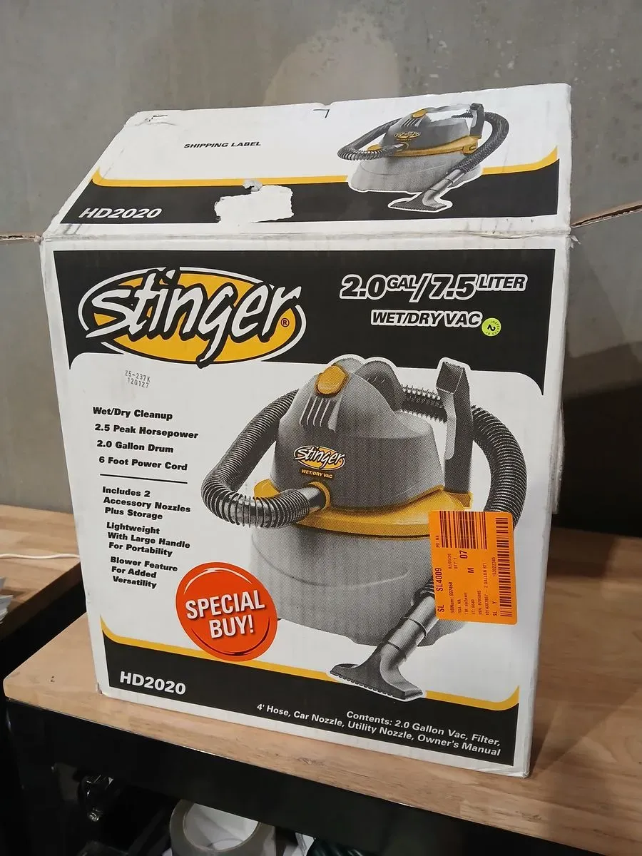 Stinger 2 Gal. 2.5 Peak HP Small Shop Vacuum Wet Dry Vac with Filter Bag, Hose, Utility Nozzle and Car Nozzle Attachments - image 2