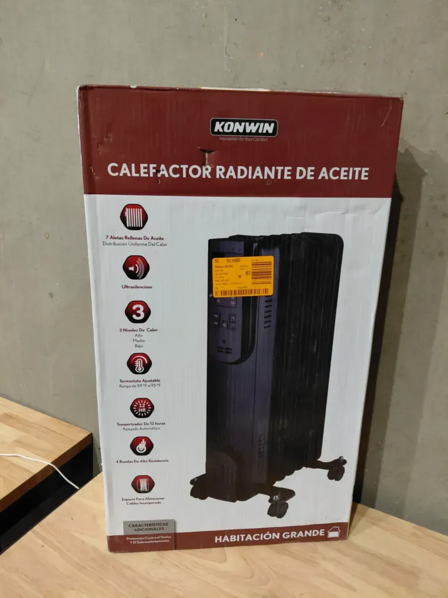 Konwin 1500-Watt Black Indoor Electric Oil-Filled Radiator Convection Radiant Space Heater with Remote Control for Living Space - image 2