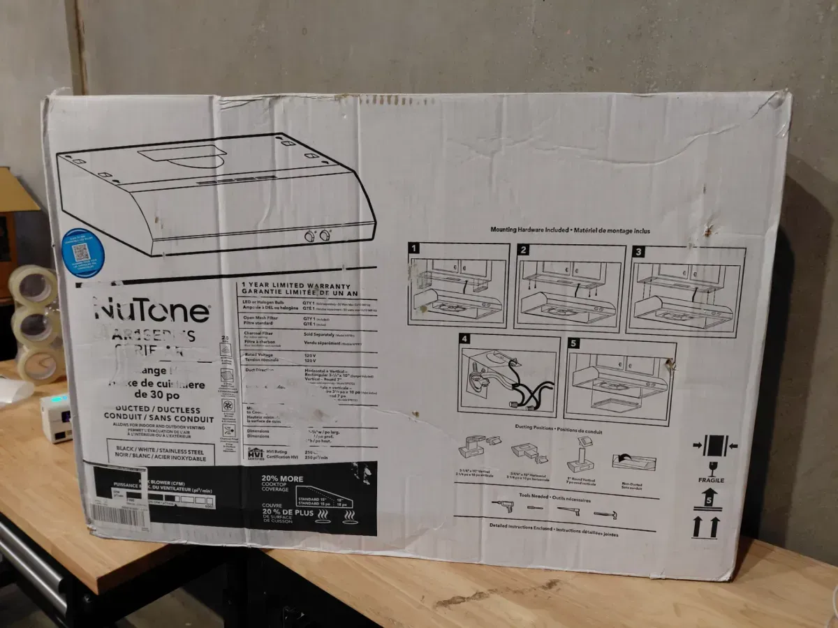 Broan-NuTone AR1 Series 30 in. 270 Max Blower CFM 4-Way Convertible Under-Cabinet Range Hood with Light in Black - image 2