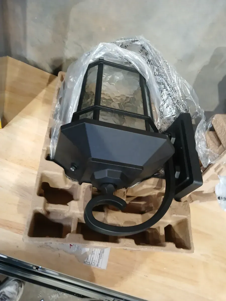 KODA Williams 15.5 in. 1-Light Black LED Outdoor Wall Light Coach Sconce with Hammered Glass Dusk to Dawn (Bulb Included) - image 4