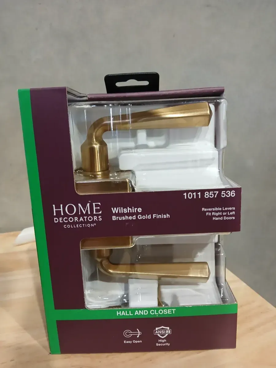 Home Decorators Collection Wilshire Brushed Gold Hall/Closet Passage Door Handle with Rectangle Rose - image 3