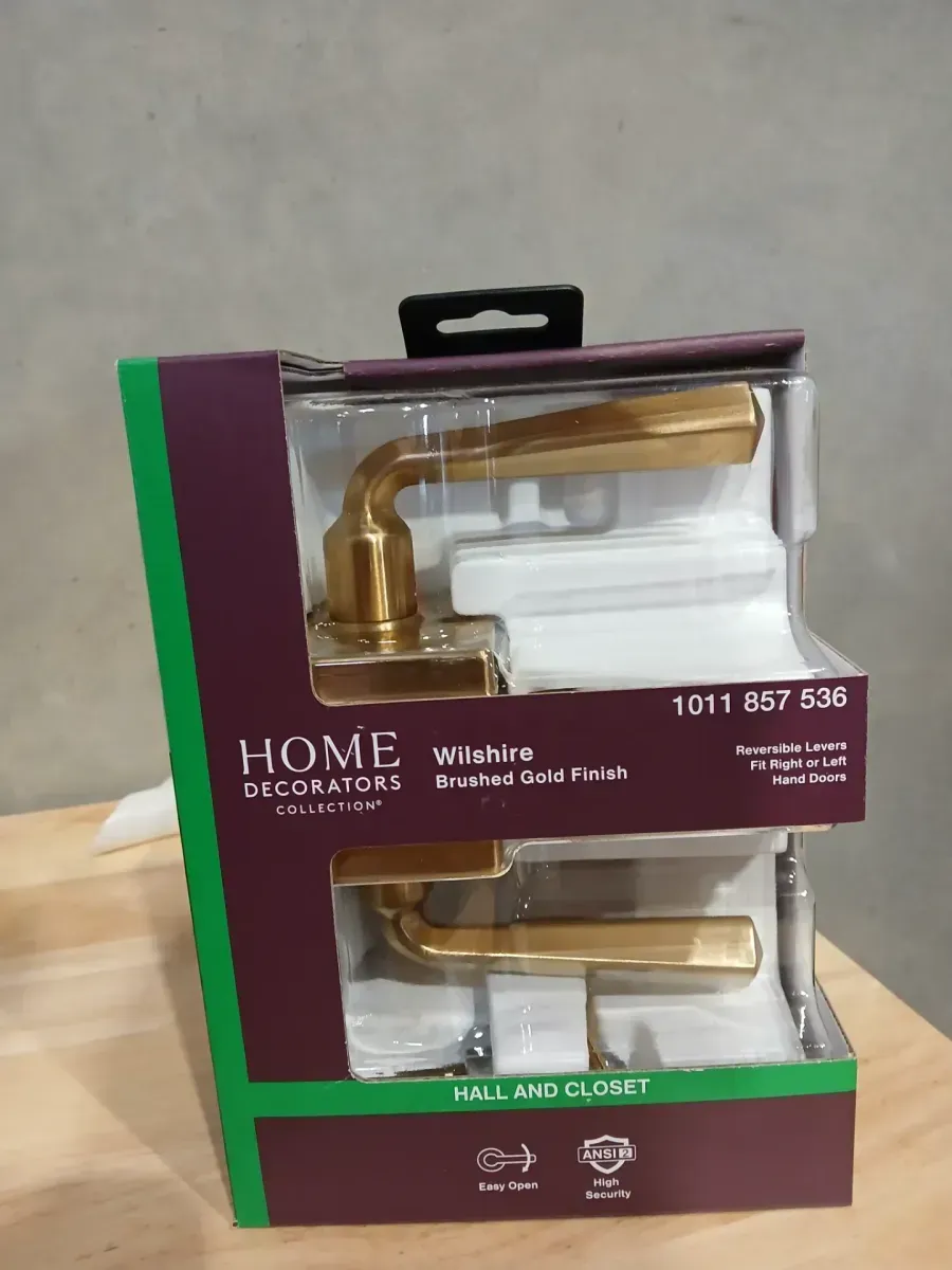 Home Decorators Collection Wilshire Brushed Gold Hall/Closet Passage Door Handle with Rectangle Rose - image 2