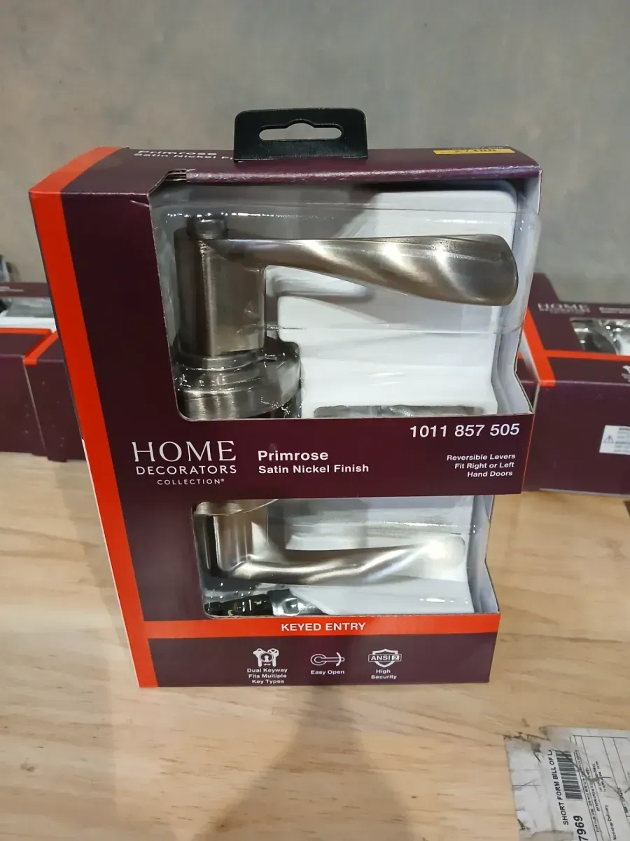 Home Decorators Collection Primrose Satin Nickel Keyed Entry Door Handle Featuring Dual Keyway - image 3