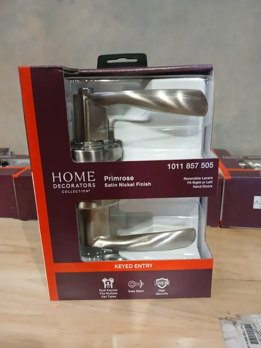 Home Decorators Collection Primrose Satin Nickel Keyed Entry Door Handle Featuring Dual Keyway - image 2