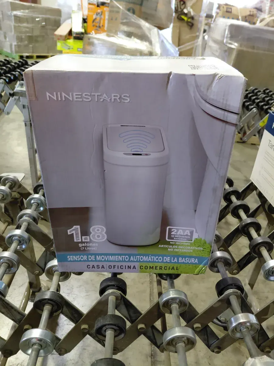 NINESTARS 1.9 Gal. White Slim Shape Motion Sensor Trash Can - image 2