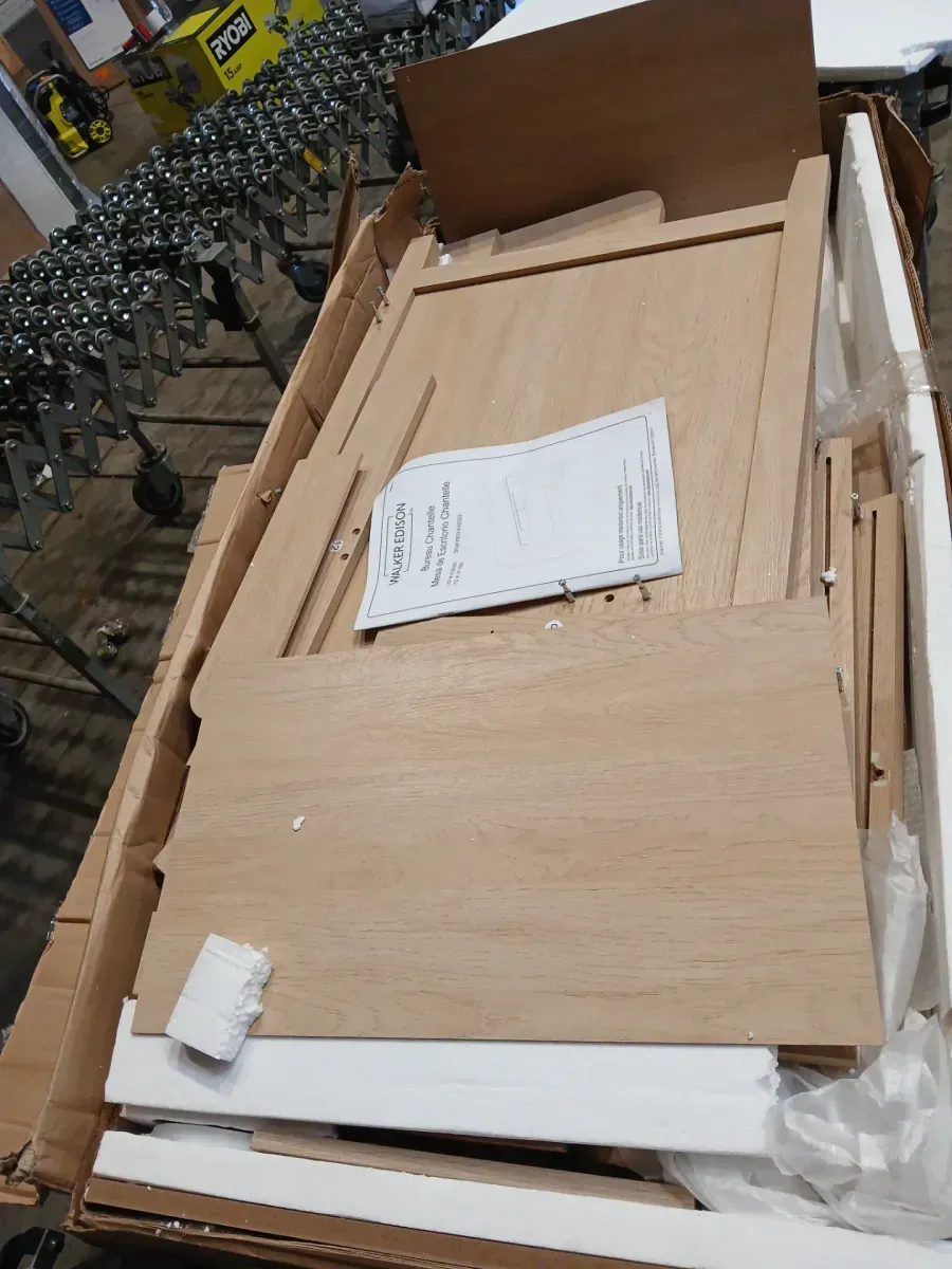 Walker Edison Chantelle Curved Writing Desk with Statement Pulls in Coastal Oak Finish Wood - image 4