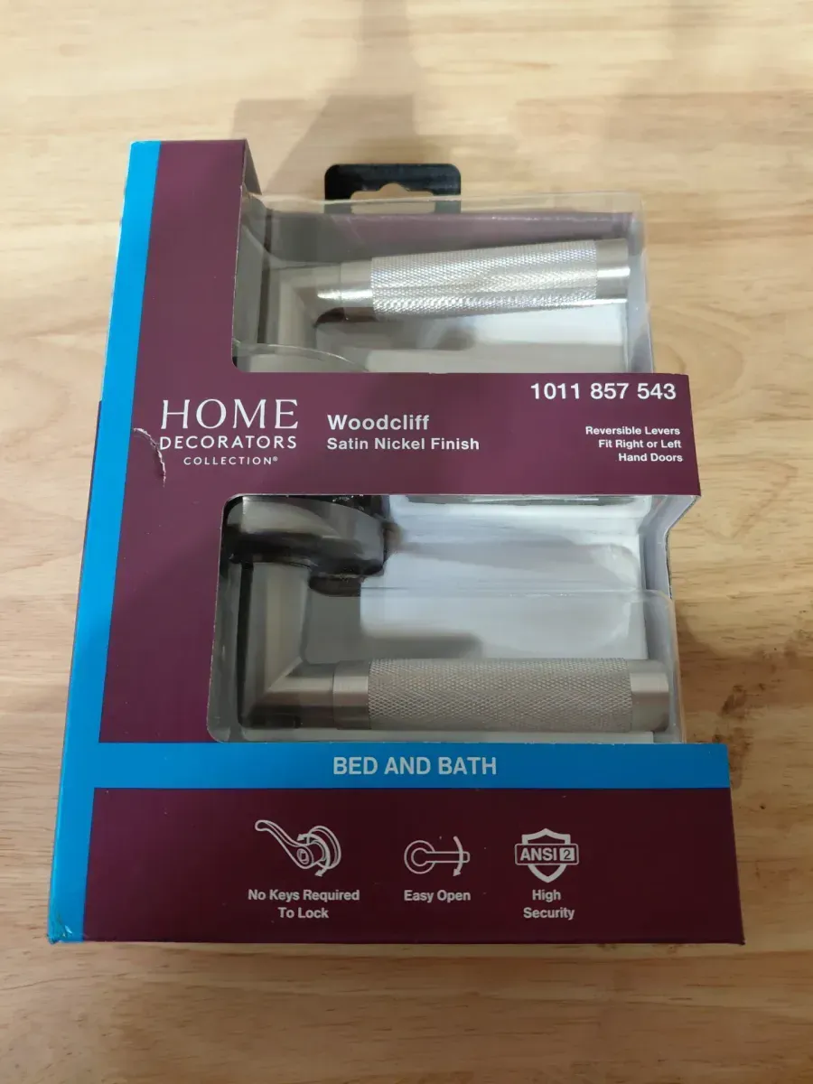 Home Decorators Collection Woodcliff Satin Nickel Privacy Bed/Bath Door Handle - image 3