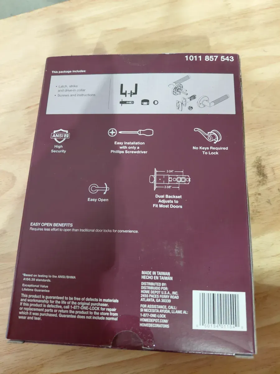 Home Decorators Collection Woodcliff Satin Nickel Privacy Bed/Bath Door Handle - image 2