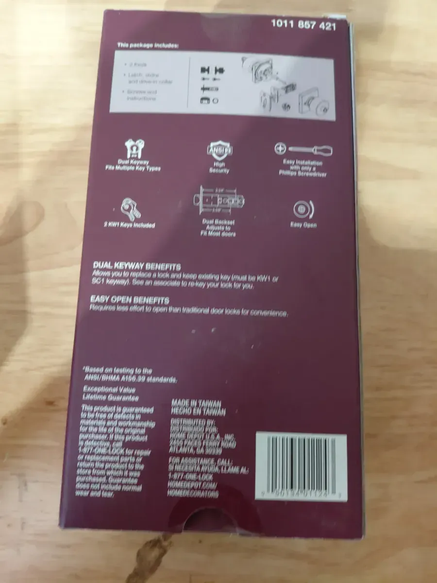 Home Decorators Collection Ridgeway Matte Black Keyed Entry Door Knob with Square Rose Featuring Dual Keyway - image 3