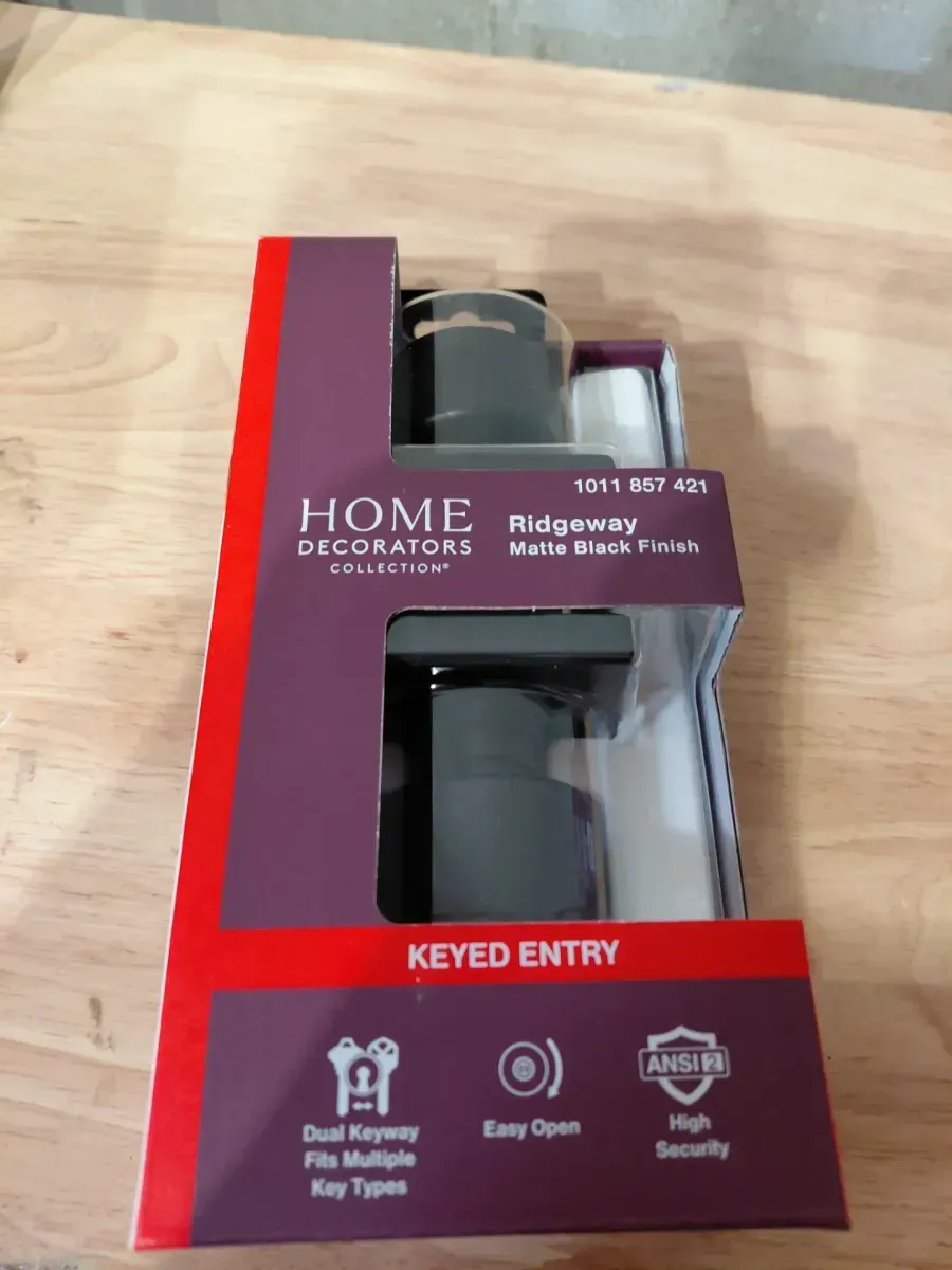 Home Decorators Collection Ridgeway Matte Black Keyed Entry Door Knob with Square Rose Featuring Dual Keyway - image 2