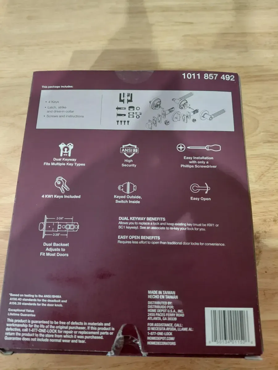 Home Decorators Collection Woodcliff Satin Nickel Single Cylinder Door Handle Combo Pack Featuring Dual Keyway - image 3