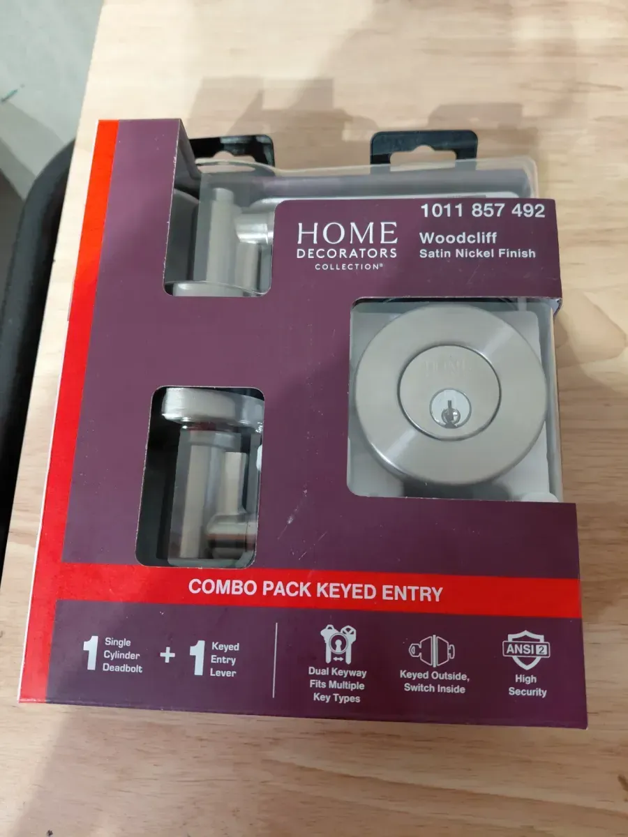Home Decorators Collection Woodcliff Satin Nickel Single Cylinder Door Handle Combo Pack Featuring Dual Keyway - image 2