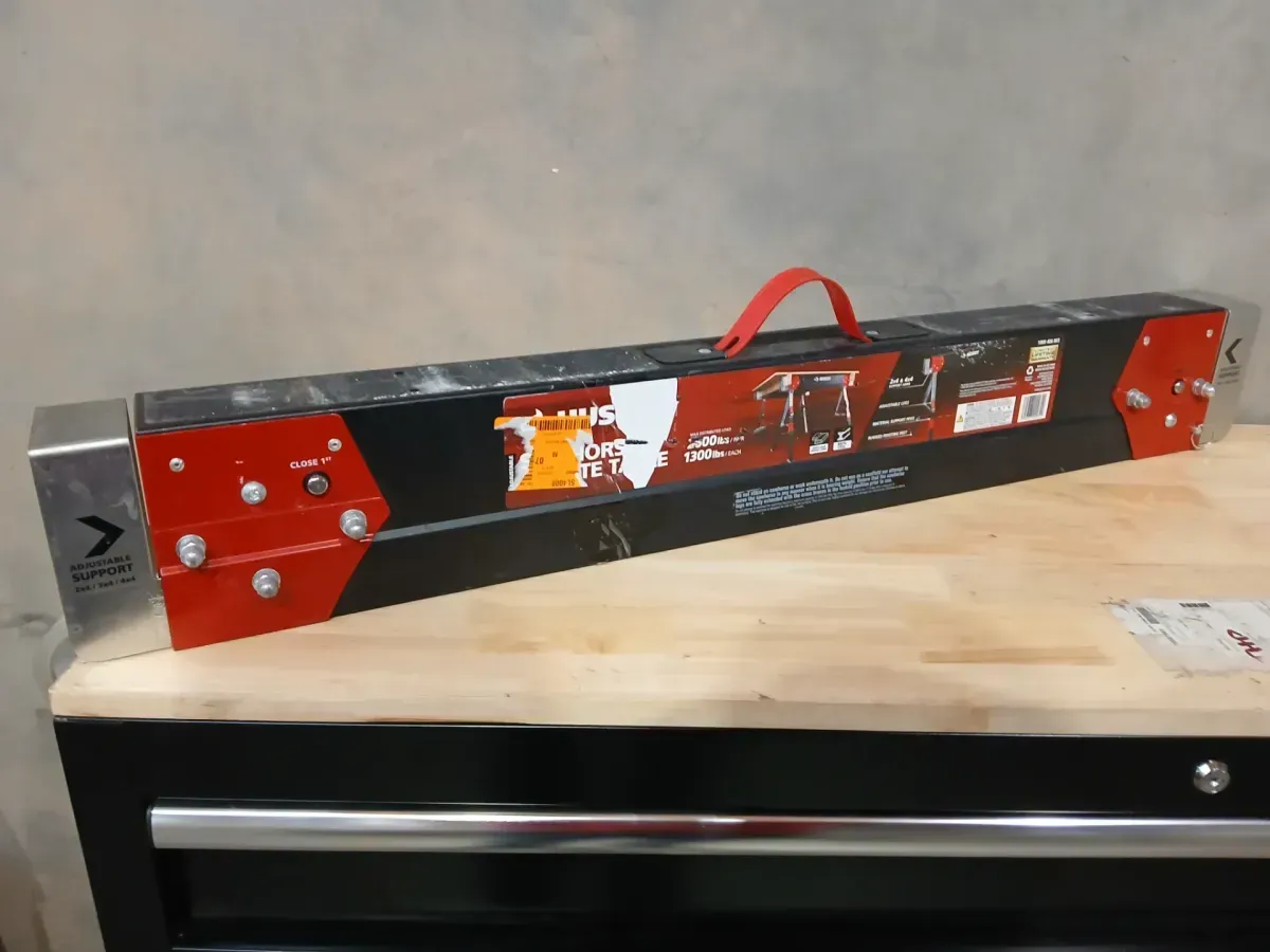 Husky 25.5 in. x 42.5 W/25.5 in. to 32.5 in. H Adjustable Saw Horse and Jobsite Table with 1300 lbs. Capacity - 1 Each - image 2