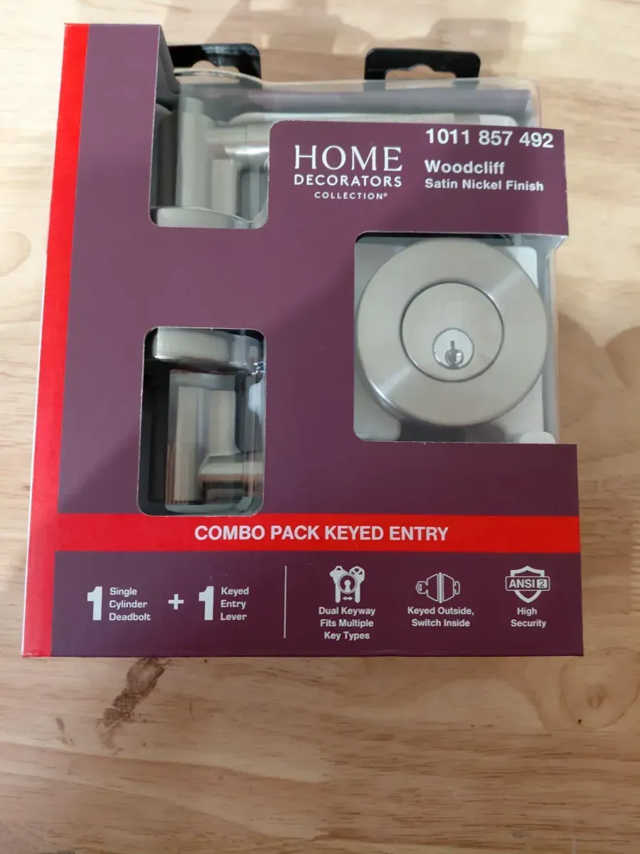 Home Decorators Collection Woodcliff Satin Nickel Single Cylinder Door Handle Combo Pack Featuring Dual Keyway - image 3