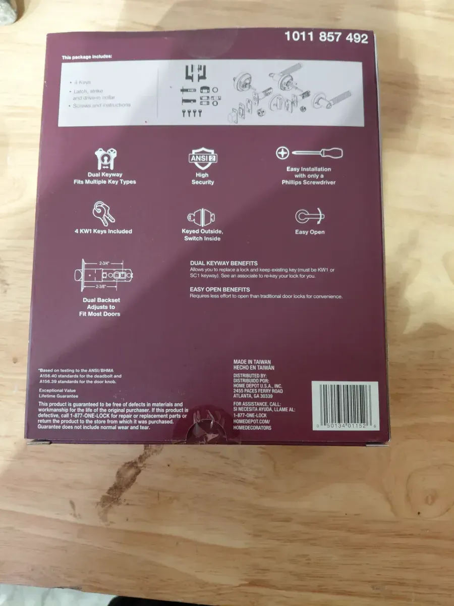 Home Decorators Collection Woodcliff Satin Nickel Single Cylinder Door Handle Combo Pack Featuring Dual Keyway - image 2