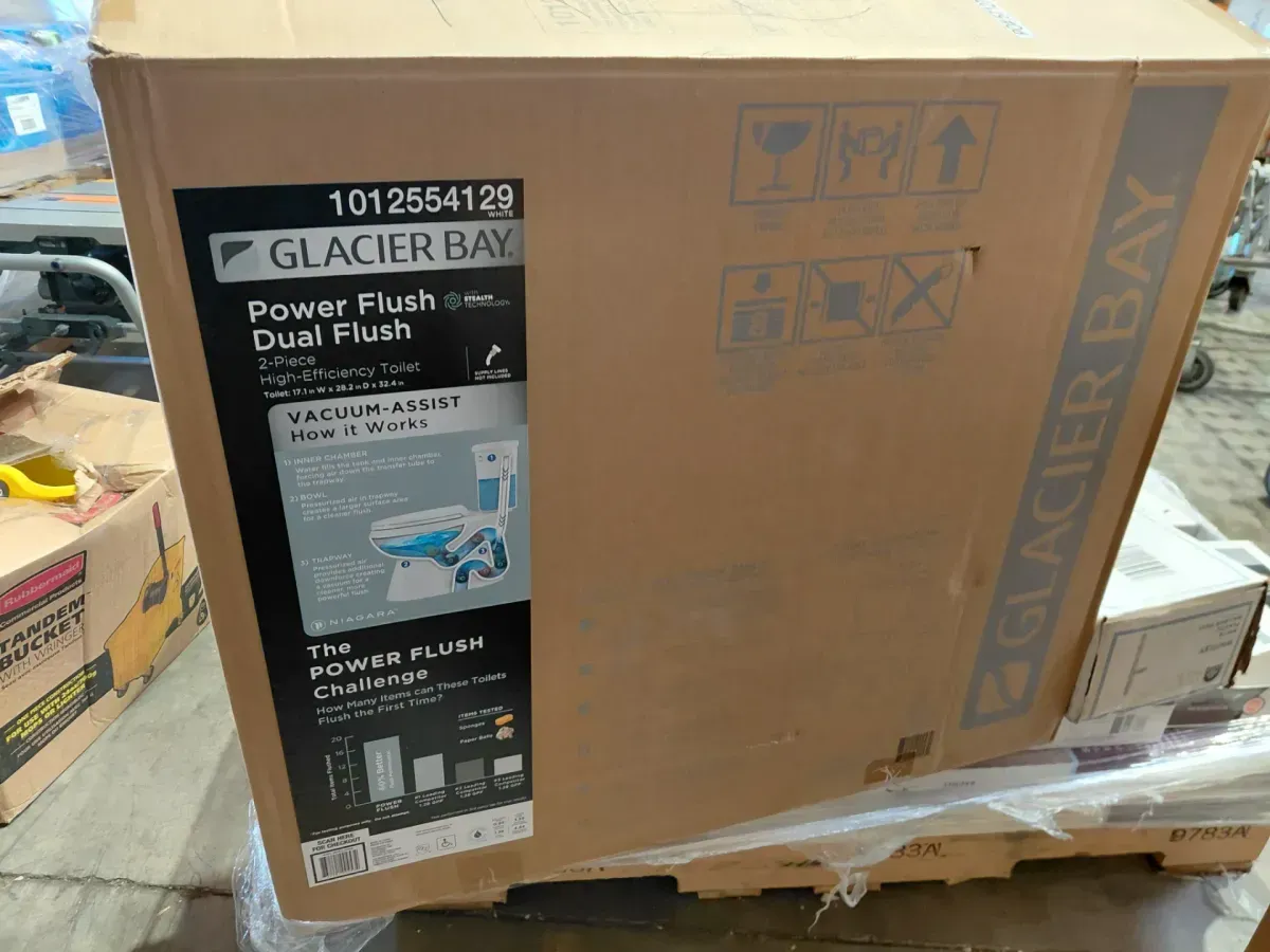 Glacier Bay Power Flush 12 in. Rough in 2-Piece 0.95 GPF/1.28 GPF Dual Flush Elongated Toilet in White with Slow-Close Seat Included - image 2