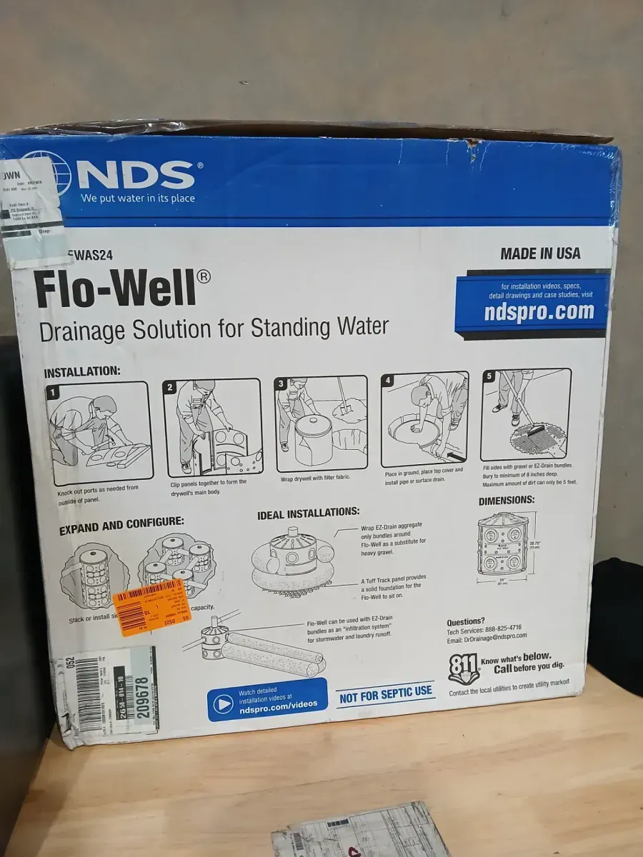NDS 24 in. x 24 in. x 29 in. 50 Gal. Plastic Flo-Well Stormwater Dry Well System Catch Basin Kit, 3 Side Panels and 1 Cover - image 2
