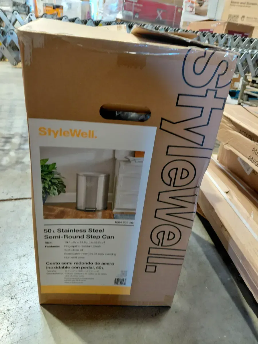 13 Gal. Stainless Steel D Shape Step-On Trash Can Plus 13 Gal. Drawstring Fresh Scent Kitchen Trash Bag (150-Count) - image 4