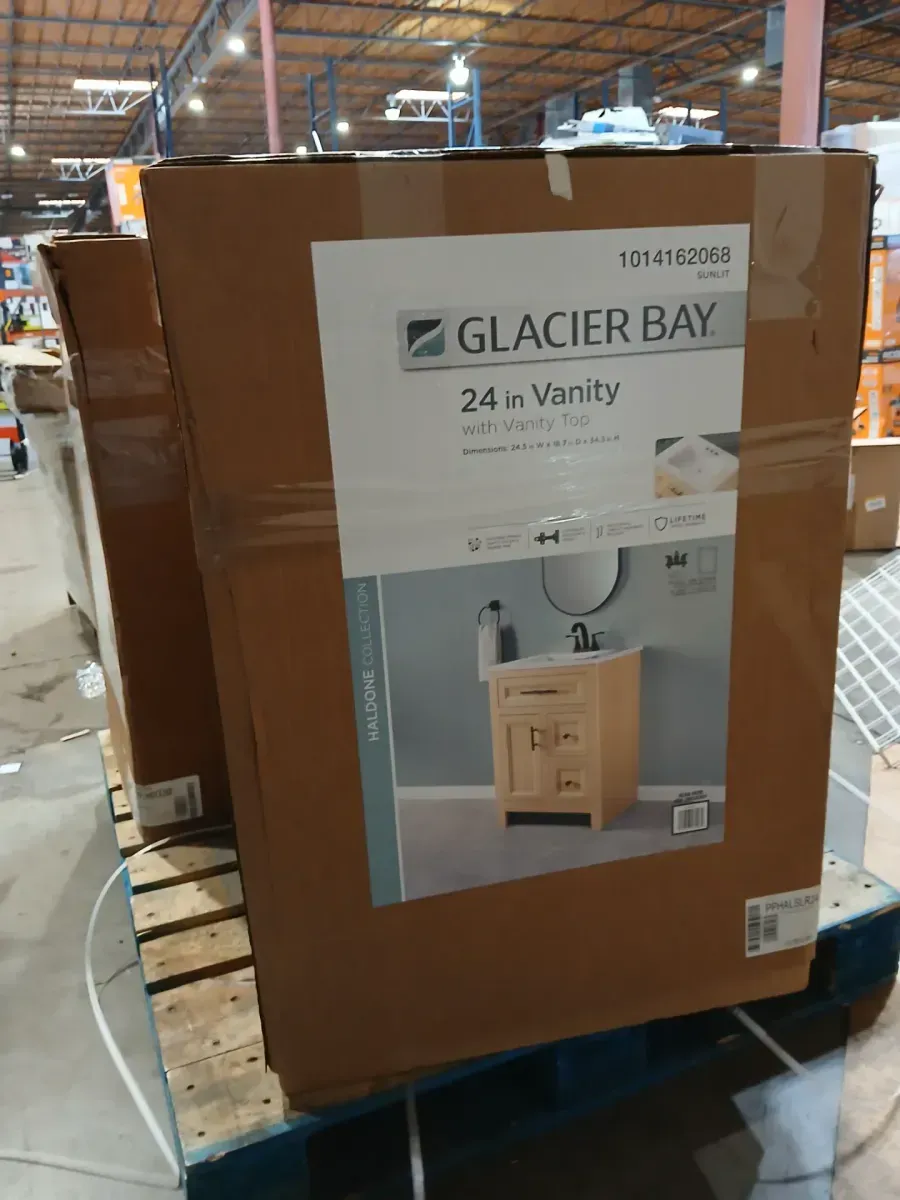 Glacier Bay Haldone 25 in. Single Sink Sunlit Bath Vanity with White Cultured Marble Top (Assembled) - image 2