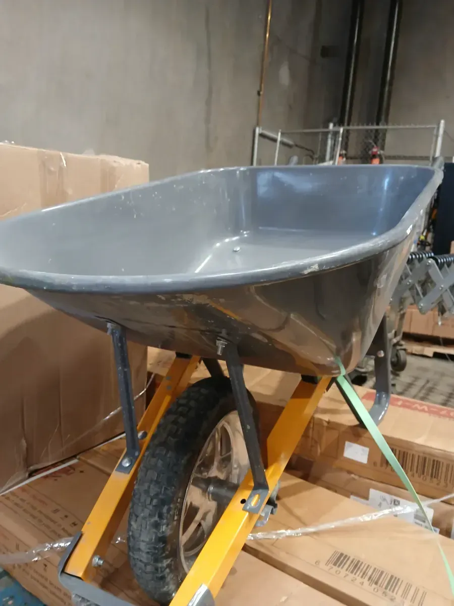 True Temper 6 cu. ft Steel Wheelbarrow with Flat Free Tires and Metal Handles - image 4