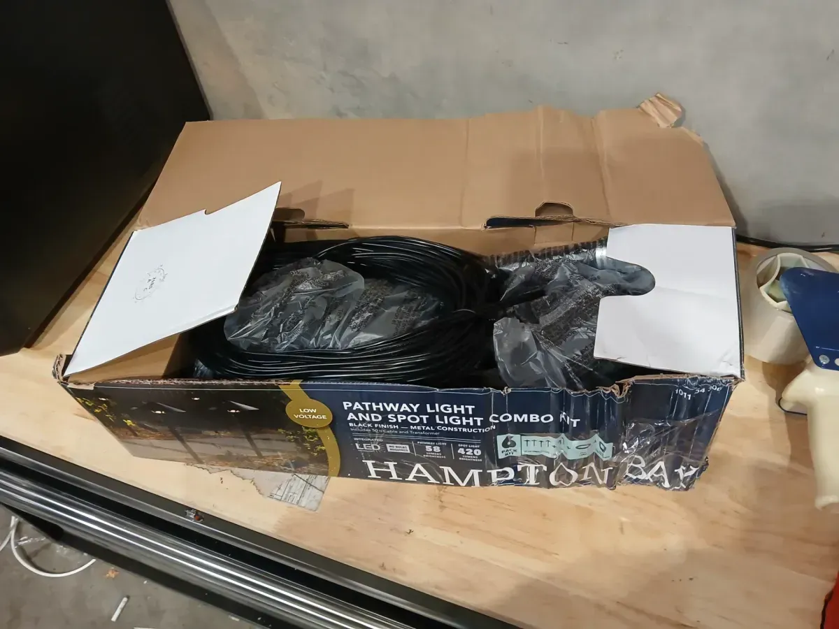 Hampton Bay 600 Lumen Black Low Voltage Integrated LED Spotlight Kit with 2-Spotlights, 4-Path Lights, Transformer, 50 ft. Cable - image 3