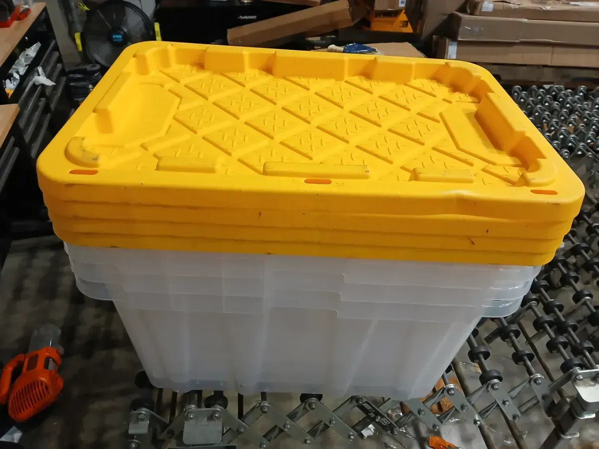 ***pack of 4*** HDX 27 Gal. Tough Storage Tote in Clear with Yellow Lid - image 2