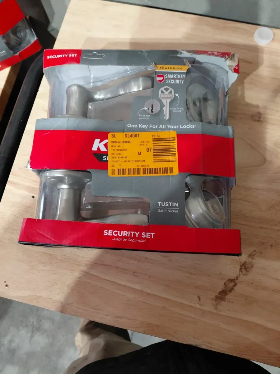 Kwikset Tustin Satin Nickel Exterior Entry Door Handle and Single Cylinder Deadbolt Combo Pack Featuring SmartKey Security - image 3