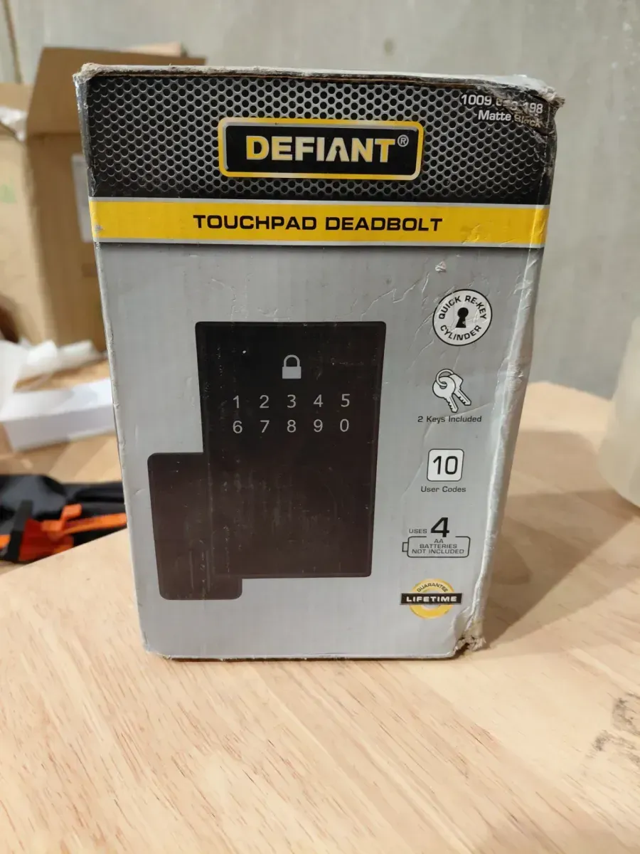 Defiant Square Matte Black Compact Touch Electronic Single Cylinder Deadbolt - image 3