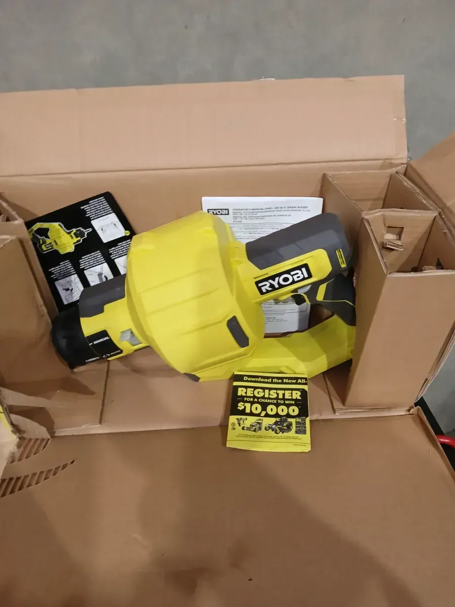 RYOBI ONE+ 18V Cordless Drain Auger with 25 ft Cable, LED Light, Auto Feed/Retract, Cable Lock, Enclosed Drum (Tool Only) - image 5