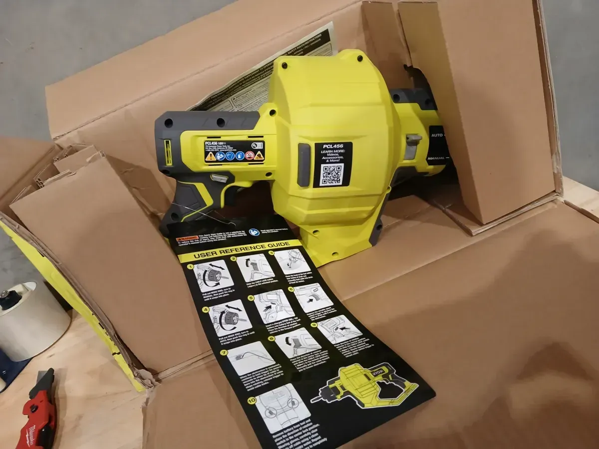 RYOBI ONE+ 18V Cordless Drain Auger with 25 ft Cable, LED Light, Auto Feed/Retract, Cable Lock, Enclosed Drum (Tool Only) - image 4