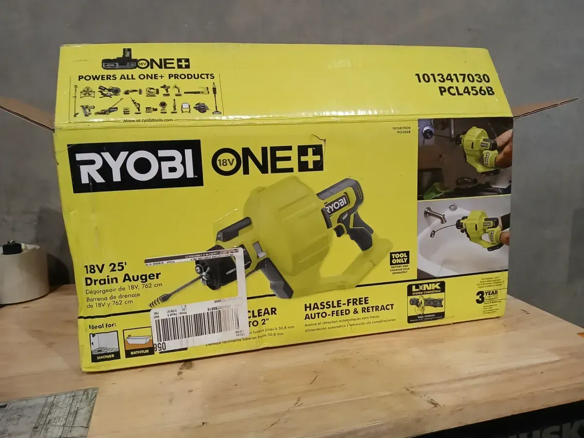 RYOBI ONE+ 18V Cordless Drain Auger with 25 ft Cable, LED Light, Auto Feed/Retract, Cable Lock, Enclosed Drum (Tool Only) - image 2