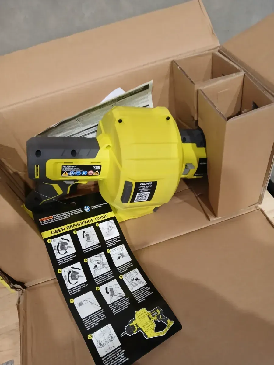 RYOBI ONE+ 18V Cordless Drain Auger with 25 ft Cable, LED Light, Auto Feed/Retract, Cable Lock, Enclosed Drum (Tool Only) - image 5