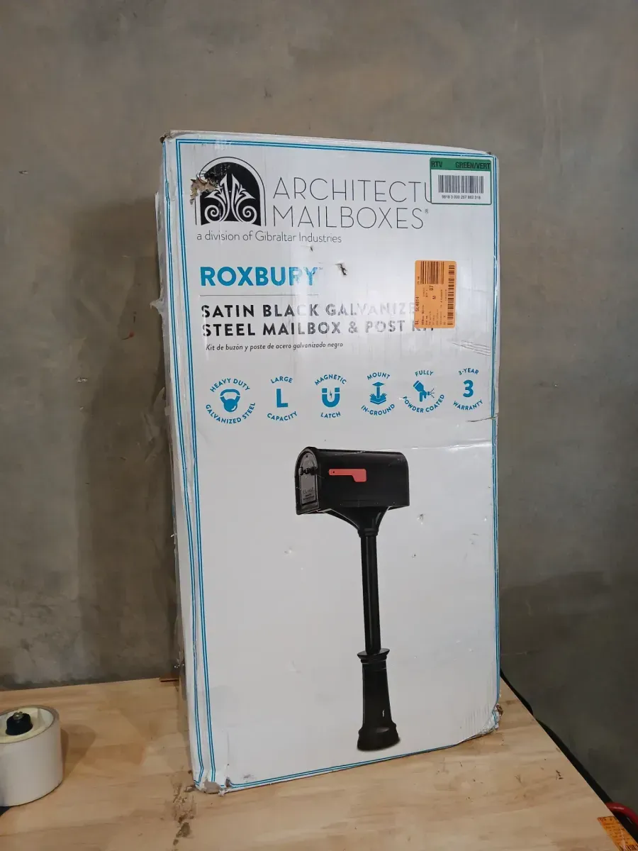Architectural Mailboxes Roxbury Black, Large Steel Post Mount Mailbox and Premium Steel Post Combo - image 2