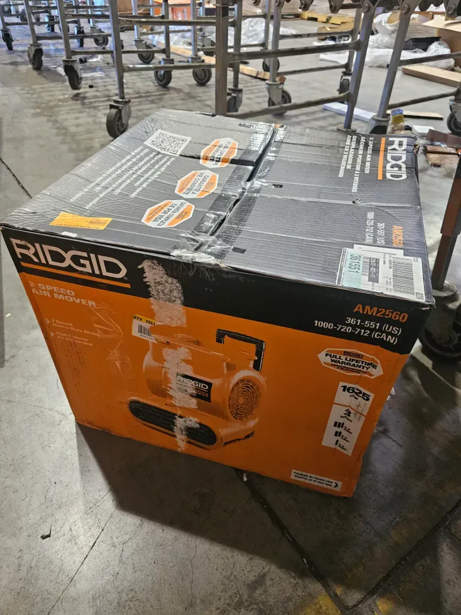 RIDGID 1625 CFM 3-Speed, Portable AM2560 Air Mover Blower Fan with Collapsible Handle, Rear Wheels, Water Damage Restoration - image 3