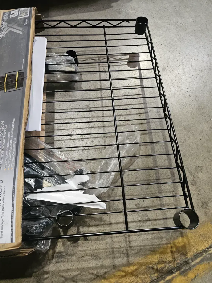 HDX Tote Rack (22 in. W) with Steel Wire Shelf and 27 Gallon Tough Storage Tote with Yellow Lid (4-Pack) - image 3