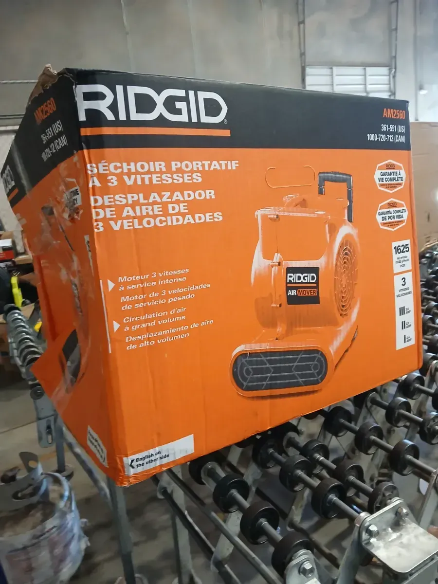 RIDGID 1625 CFM 3-Speed, Portable AM2560 Air Mover Blower Fan with Collapsible Handle, Rear Wheels, Water Damage Restoration - image 2