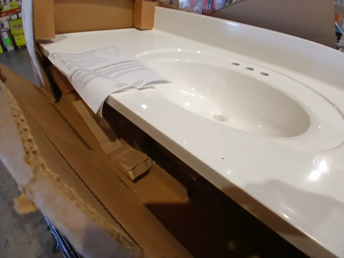 Glacier Bay 49 in. W x 22 in. D Cultured Marble White Round Single Sink Vanity Top in White - image 5