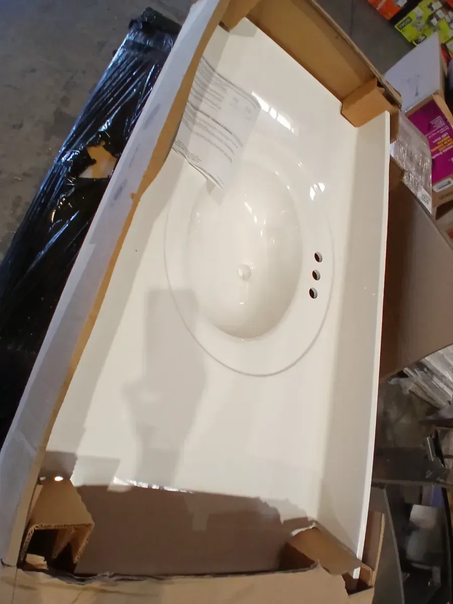 Glacier Bay 49 in. W x 22 in. D Cultured Marble White Round Single Sink Vanity Top in White - image 4