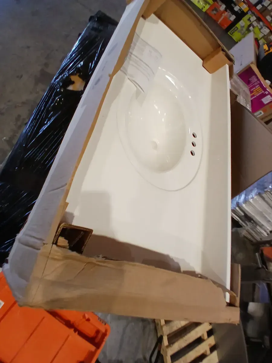 Glacier Bay 49 in. W x 22 in. D Cultured Marble White Round Single Sink Vanity Top in White - image 3