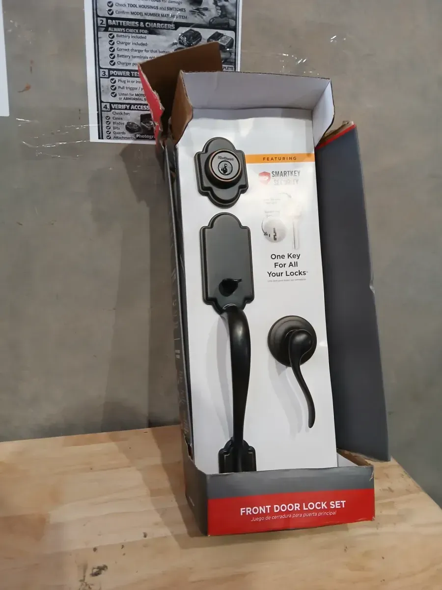 Kwikset Prague Matte Black Dummy Door Handleset with Round Pismo Knob (Kwikset Arlington Venetian Bronze Single Cylinder Door Handleset with Tustin Door Handle Featuring SmartKey Security) - image 2