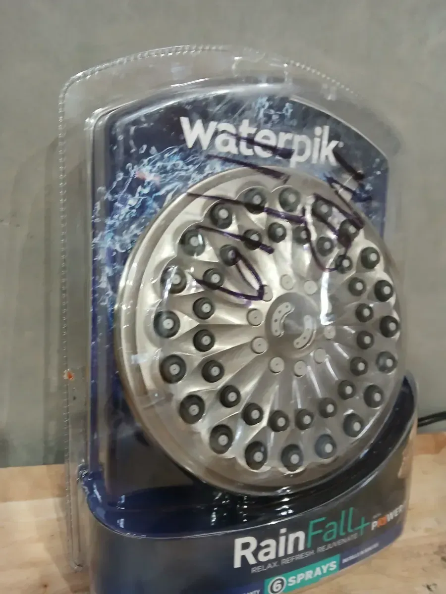 Waterpik 6-Spray Patterns 7 in. Drencher Wall Mount Adjustable Fixed Shower Head in Brushed Nickel - image 4