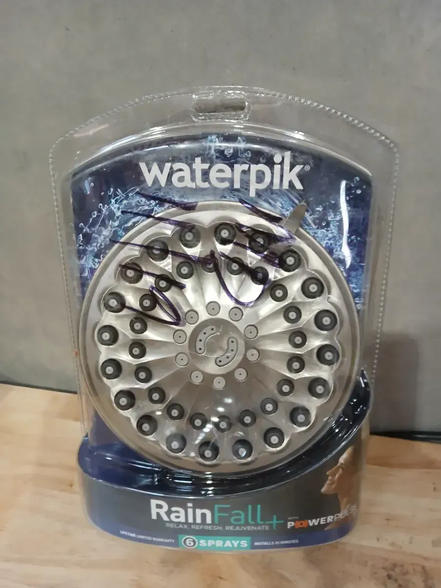 Waterpik 6-Spray Patterns 7 in. Drencher Wall Mount Adjustable Fixed Shower Head in Brushed Nickel - image 3