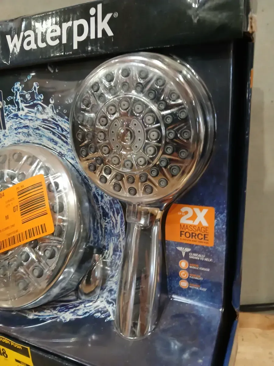 Waterpik 8-Spray Patterns with 1.8 GPM 6.25 in. Wall Mount Dual Shower Head and Handheld Shower Head in Chrome - image 4