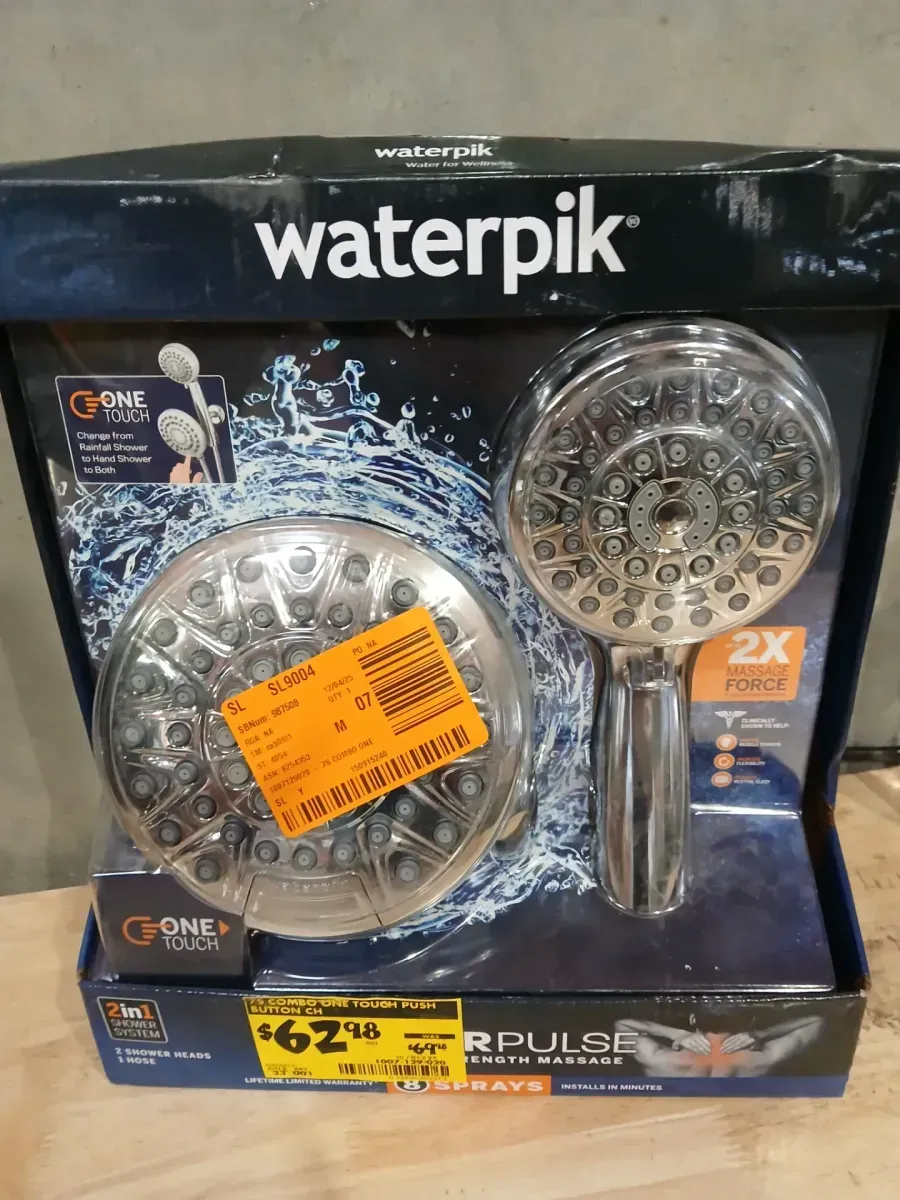 Waterpik 8-Spray Patterns with 1.8 GPM 6.25 in. Wall Mount Dual Shower Head and Handheld Shower Head in Chrome - image 3