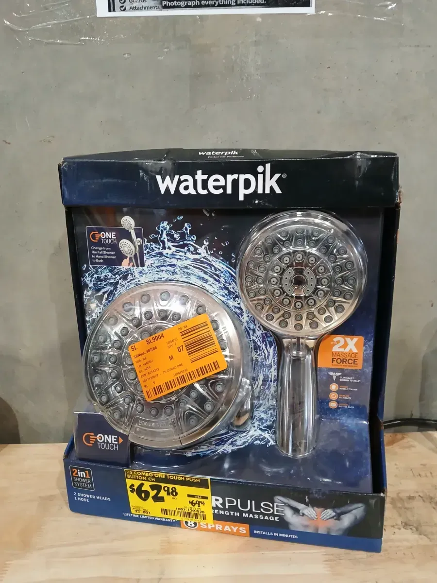 Waterpik 8-Spray Patterns with 1.8 GPM 6.25 in. Wall Mount Dual Shower Head and Handheld Shower Head in Chrome - image 2